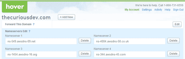 Hover.com Nameserver Configuration