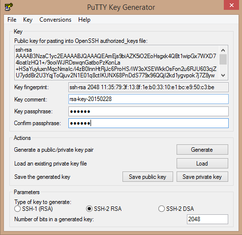 A generated key with a passphrase