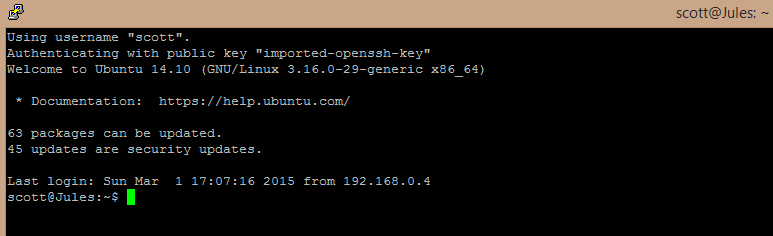 putty ssh with key